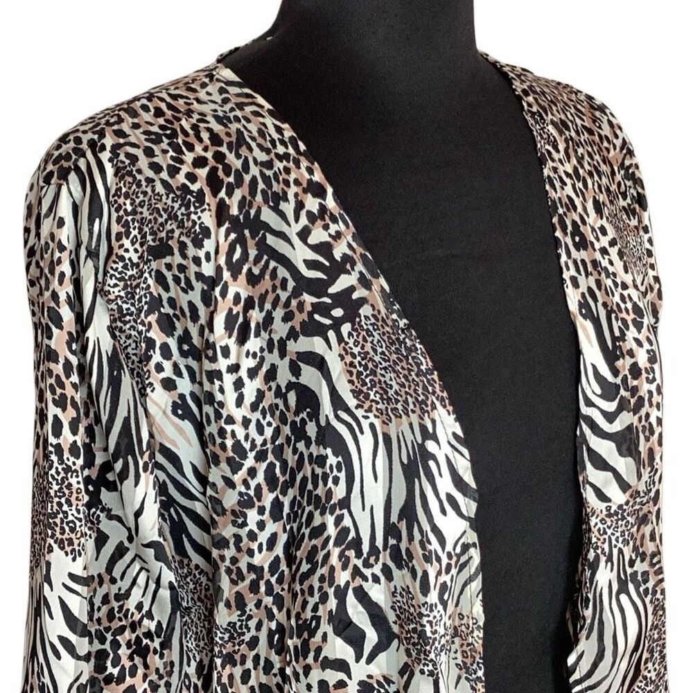 NWT Umgee+ XL Animal Print Long Duster Kimono Open Front Ruffle Sleeve Side Slit - Picture 3 of 10